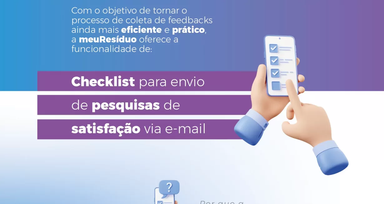Pesquisa satisfação no ckecklist meuResíduo