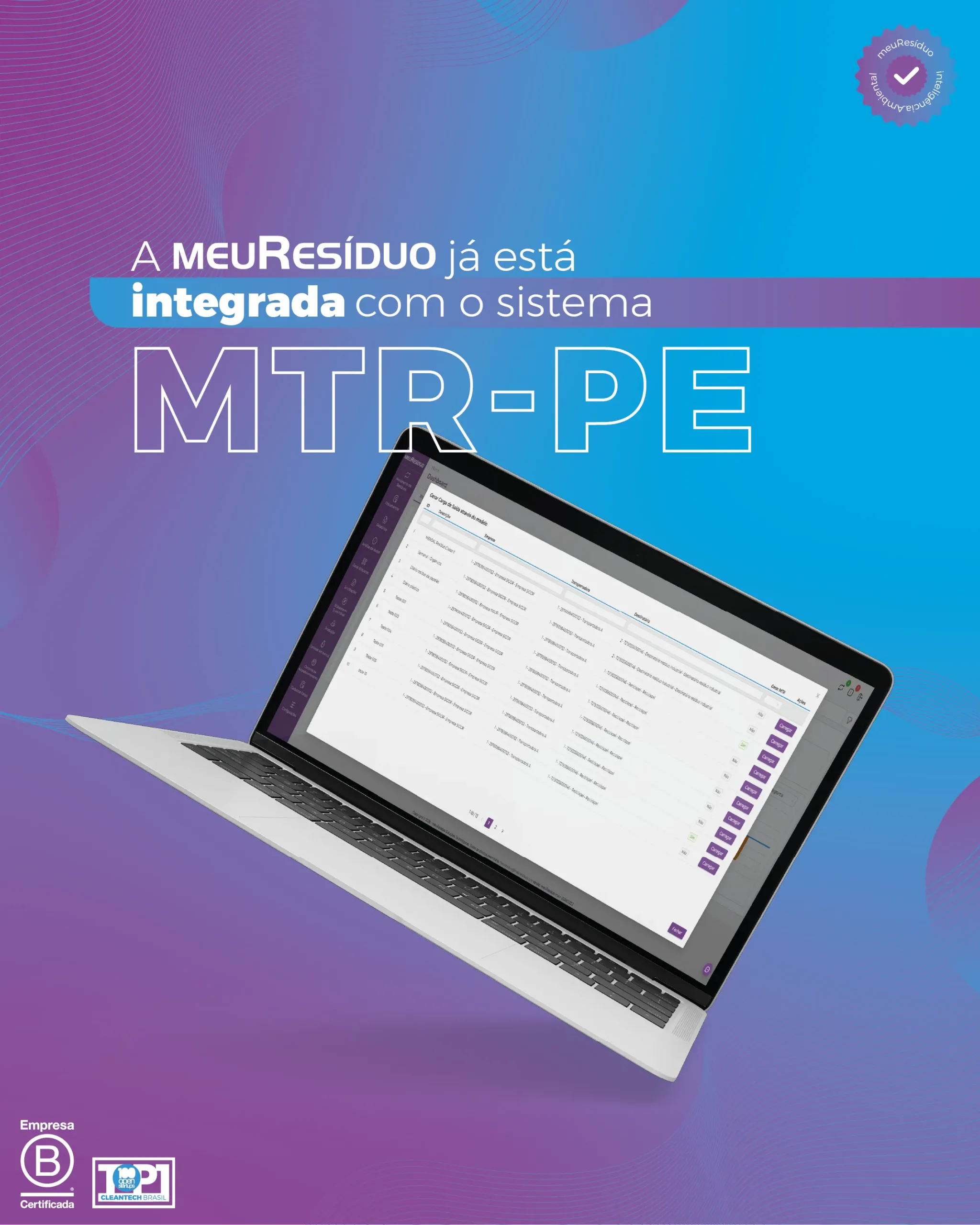 A meuResíduo já está integrada ao MTR-PE